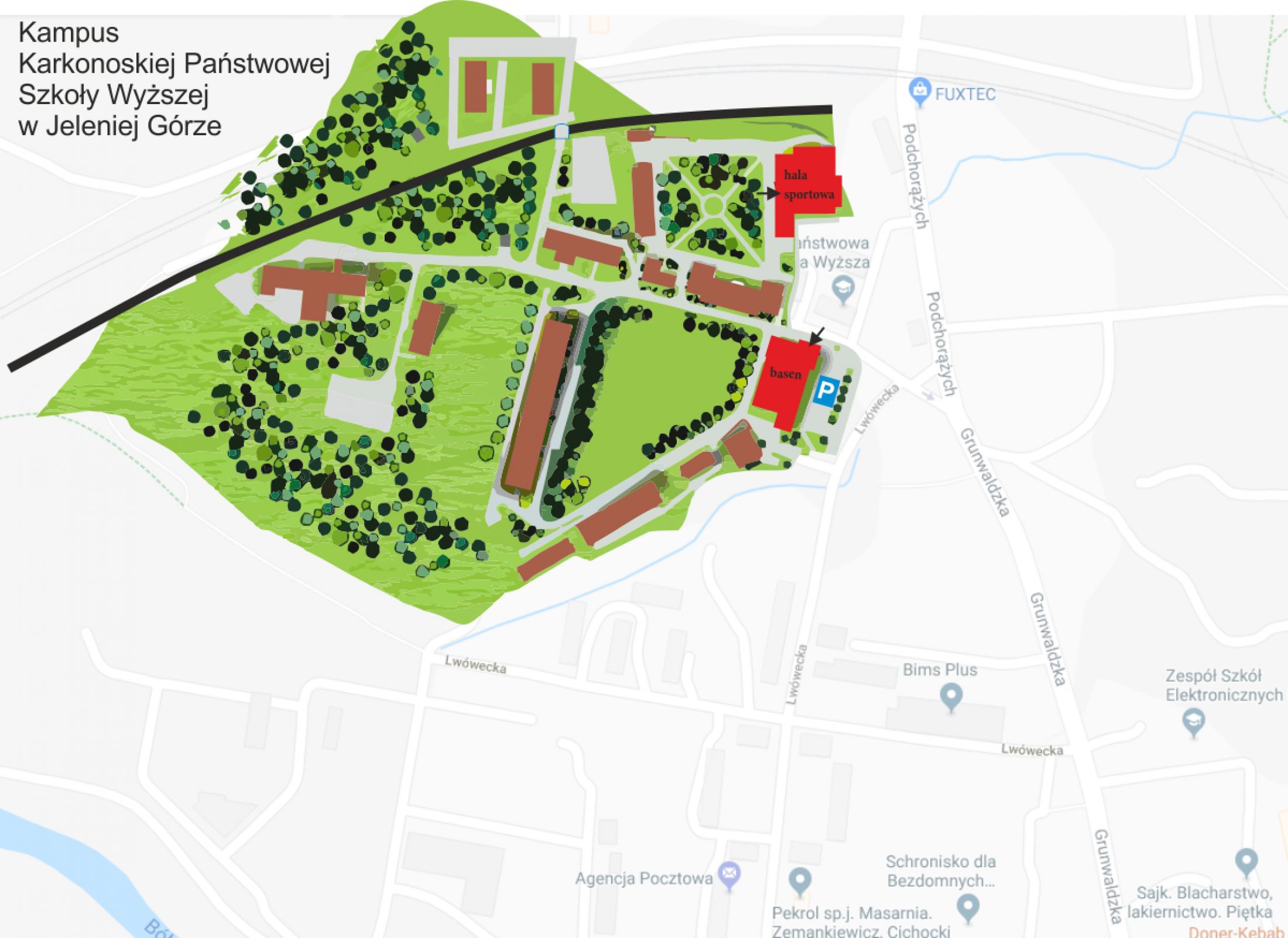 mapa kpsw - pływalnia